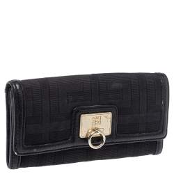 Pre Owned Givenchy Black Canvas and Leather Continental Wallet