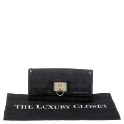 Pre Owned Givenchy Black Canvas and Leather Continental Wallet
