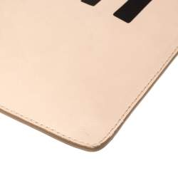 Pre Owned Givenchy Nude Beige Leather Logo Zip Clutch