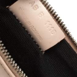 Pre Owned Givenchy Nude Beige Leather Logo Zip Clutch