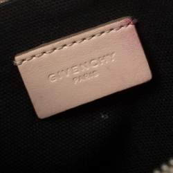 Pre Owned Givenchy Nude Beige Leather Logo Zip Clutch