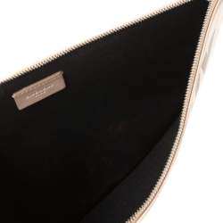 Pre Owned Givenchy Nude Beige Leather Logo Zip Clutch