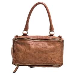 Pre Owned Givenchy Brown Leather Large Pandora Shoulder Bag