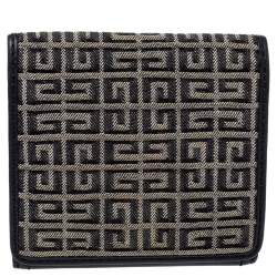 Pre Owned Givenchy Grey/Black Monogram Canvas and Leather Wallet