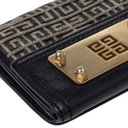 Pre Owned Givenchy Grey/Black Monogram Canvas and Leather Wallet