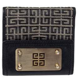 Pre Owned Givenchy Grey/Black Monogram Canvas and Leather Wallet