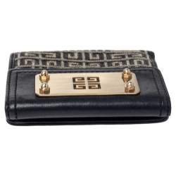 Pre Owned Givenchy Grey/Black Monogram Canvas and Leather Wallet