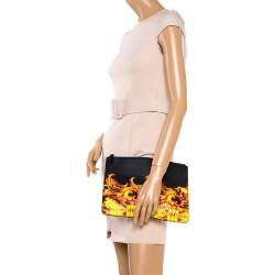 Pre Owned حقيبة كلتش جيفنشي جلد أسود مطبوع