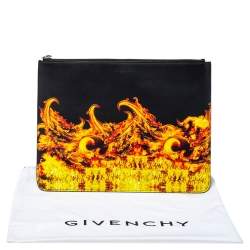 Pre Owned ح قيبة كلتش جيفنشي جلد أسود مطبوع