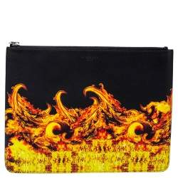 Pre Owned حقيبة كلتش جيفنشي جلد أسود مطبوع