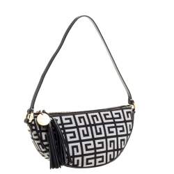 Pre Owned Givenchy Black Monogram Canvas and Leather Tassel Baguette Bag