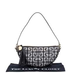 Pre Owned Givenchy Black Monogram Canvas and Leather Tassel Baguette Bag