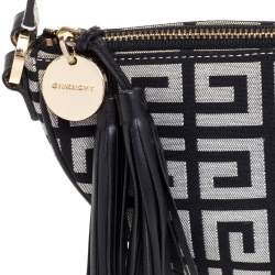 Pre Owned Givenchy Black Monogram Canvas and Leather Tassel Baguette Bag