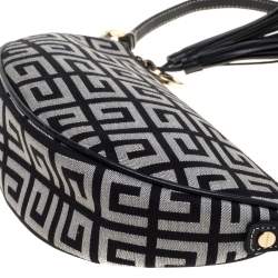 Pre Owned Givenchy Black Monogram Canvas and Leather Tassel Baguette Bag