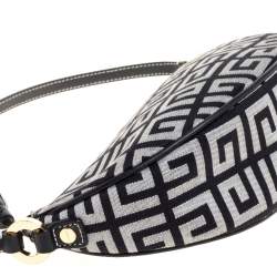 Pre Owned Givenchy Black Monogram Canvas and Leather Tassel Baguette Bag