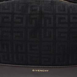 Pre Owned Givenchy Black/Cacao Monogram Canvas and Leather Zip Hobo