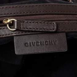 Pre Owned Givenchy Black/Cacao Monogram Canvas and Leather Zip Hobo
