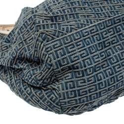 Pre Owned حقيبة كتف جيفنشي جلد ودنيم مونوغرام أزرق/ أبيض