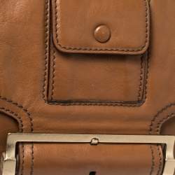 Pre Owned Givenchy Brown Leather Buckle Flap Hobo