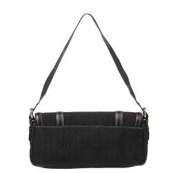 Pre Owned حقيبة كتف جيفنشى صغيرة جلد ودنيم أسود 