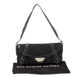 Pre Owned حقيبة كتف جيفنشى صغيرة جلد ودنيم أسود 