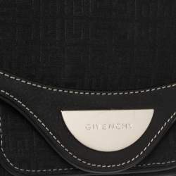 Pre Owned حقيبة كتف جيفنشى صغيرة جلد ودنيم أسود 