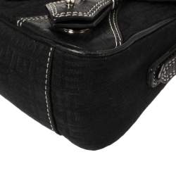 Pre Owned حقيبة كتف جيفنشى صغيرة جلد ودنيم أسود 