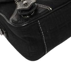 Pre Owned حقيبة كتف جيفنشى صغيرة جلد ودنيم أسود 