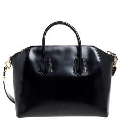 Pre Owned Givenchy Black Leather Medium Antigona Satchel
