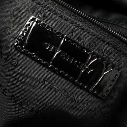 مملوكة مسبقًا  حقيبة جيفنشي يد علوية قلاب جلد منقوش وكانفاس مونوغرام أسود بإبزيم  