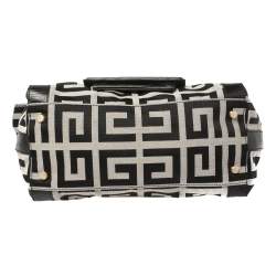 مملوكة مسبقًا  حقيبة جيفنشي يد علوية قلاب جلد منقوش وكانفاس مونوغرام أسود بإبزيم  