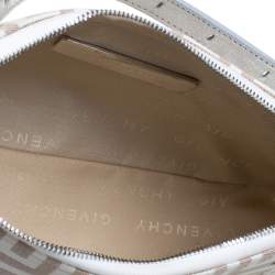 Pre Owned Givenchy Silver/Beige Signature Canvas and Leather Small Baguette Bag