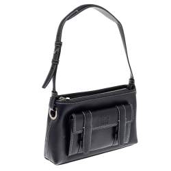 Pre Owned حقيبة كتف جيفنشي جيب أمامي جلد سوداء 