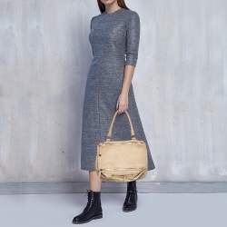 Pre Owned Givenchy Beige Nubuck Croc Embossed Leather Large Pandora Shoulder Bag