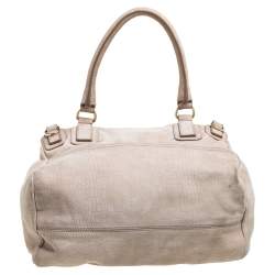 Pre Owned Givenchy Beige Nubuck Croc Embossed Leather Large Pandora Shoulder Bag