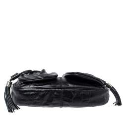 Pre Owned Givenchy Black Leather Tassel Pocket Chain Baguette Bag