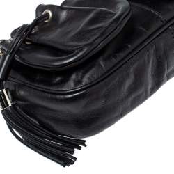 Pre Owned Givenchy Black Leather Tassel Pocket Chain Baguette Bag