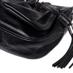 Pre Owned Givenchy Black Leather Tassel Pocket Chain Baguette Bag