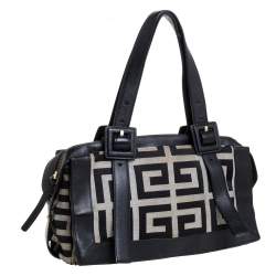 مملوكة مسبقًا حقيبة جيفنشي جلد وكانفاس مونوغرامي أسود / رصاصي