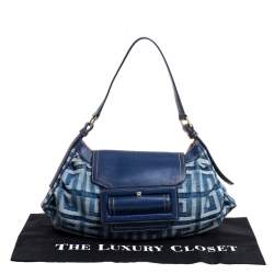 Givenchy Blue Monogram Denim and Leather Shoulder Bag