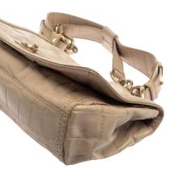 Pre Owned Givenchy Beige Croc Embossed Leather Flap Shoulder Bag