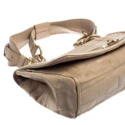 Pre Owned Givenchy Beige Croc Embossed Leather Flap Shoulder Bag
