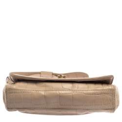 Pre Owned Givenchy Beige Croc Embossed Leather Flap Shoulder Bag