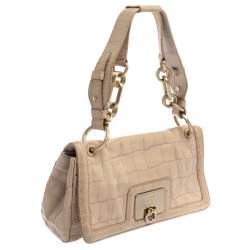 Pre Owned Givenchy Beige Croc Embossed Leather Flap Shoulder Bag