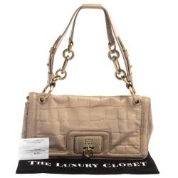 Pre Owned Givenchy Beige Croc Embossed Leather Flap Shoulder Bag