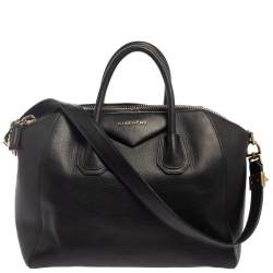 Pre Owned Givenchy Black Leather Medium Antigona Satchel