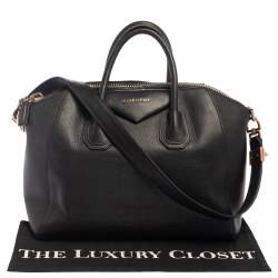 Pre Owned Givenchy Black Leather Medium Antigona Satchel
