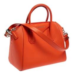Givenchy Orange Leather Small Antigona Satchel