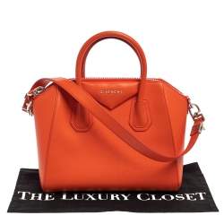 Givenchy Orange Leather Small Antigona Satchel