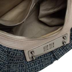 Pre Owned Givenchy Cream/Blue Monogram Canvas and Leather Hobo